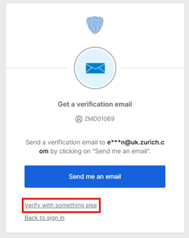 MFA sign in screen with Verify with something else link highlighted near the bottom