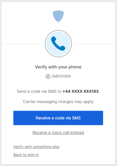 MFA verify with phone by sending code via SMS