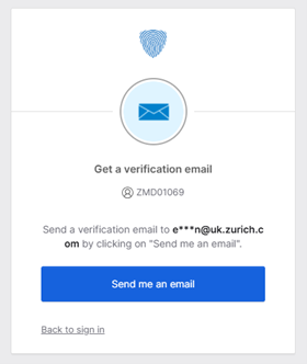 MFA sign in page confirming where to send verification email
